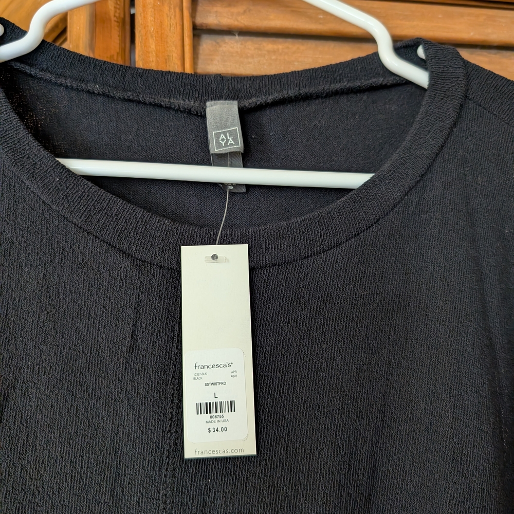 NWT Francesca's Black Front Knot Top - Picture 2 of 8